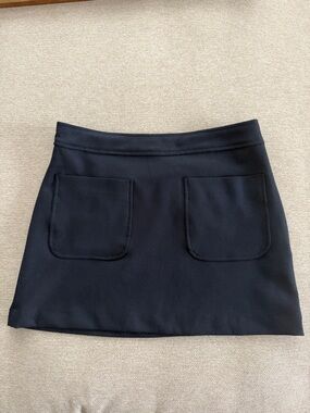 Black Mini Skirt with Front Patch Pockets